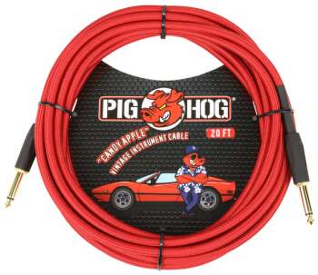 PIG HOG "CANDY APPLE RED" INSTRUMENT CABLE, 20FT (PI-PCH20CA)