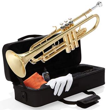HTP100 Brass Bb Trumpet - Includes Case, Gloves, Oil and Mouthpiece (HF-HTP100)