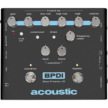 Acoustic Bass Preamp and DI Pedal With Overdrive (AO-BPDI)