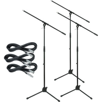 Musician's Gear Tripod Mic Stand With 20' Mic Cable 3-Pack (MU-MG 3PK STAND W/CA)