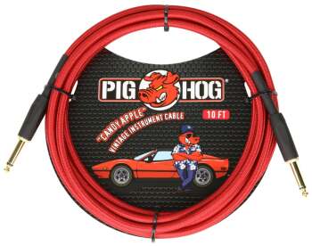 PIG HOG "CANDY APPLE RED" INSTRUMENT CABLE, 10FT (PI-PCH10CA)