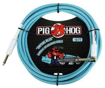 PIG HOG "DAPHNE BLUE" INSTRUMENT CABLE, 10FT RIGHT ANGLE (PI-PCH10DBR)