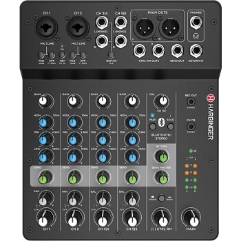 Harbinger LV8 8-Channel Analog Mixer with Bluetooth (HB-LV8)