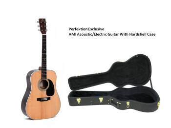 AMI DREADNOUGHT GUITAR SPRUCE TOP TILIA BACK AND SIDES FISHMAN SONITON (AB-DT-1E W/CASE)
