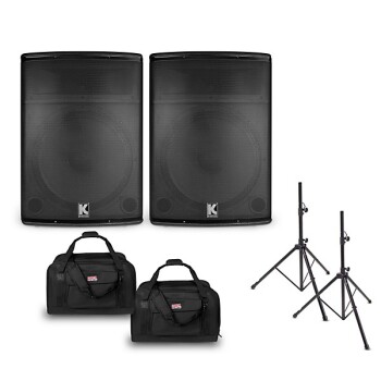 Kustom KPX Powered Speaker Package With Stands and Tote Bags 12" Mains (KU-KPXPK)