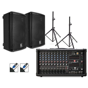 Harbinger LP9800 Powered Mixer Package With Kustom KPX10 Passive Speak (KU-KPX10PK)