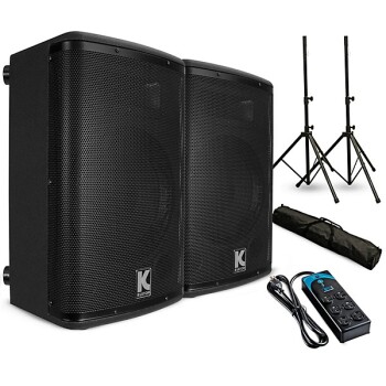 Kustom PA KPX10A 10" Powered Loudpeaker Pair With Stands and Power Str (KU-KPX10APK)