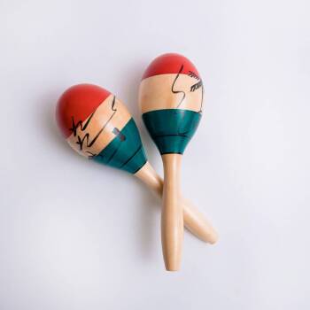 CPMM Pair of Tri-Color Wooden Mexican-Style Maracas (CI-CPMM)
