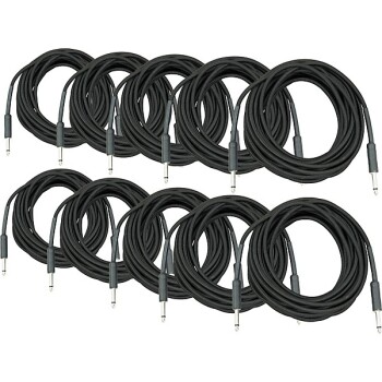 Musician's Gear Braided Instrument Cable 1/4" Black 30 Ft. 10-Pack (MU-MG BRAIDED 10PK)