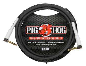 PIG HOG 6FT 1/4" RIGHT ANGLE - 1/4" RIGHT ANGLE 8MM INST. CABLE (PI-PH6RR)