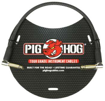 PIG HOG "BLACK WOVEN" 1FT RIGHT ANGLED PATCH CABLE (PI-PCH1BKR)