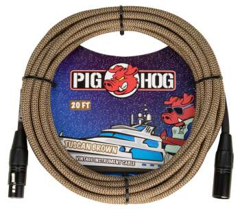 PIG HOG TUSCAN BROWN WOVEN MIC CABLE, 20FT XLR (PI-PHM20TBR)
