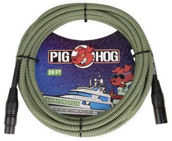 PIG HOG JAMAICAN GREEN  WOVEN MIC CABLE, 20FT XLR (PI-PHM20JGR)