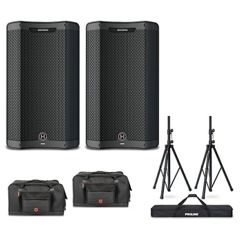 Harbinger VARI V3412 12" Powered Speakers Package With Bags and Stands (HB-V3412 PKG)