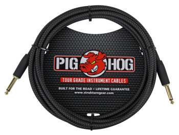 PIG HOG "BLACK WOVEN" INSTRUMENT CABLE, 10FT (PI-PCH10BK)
