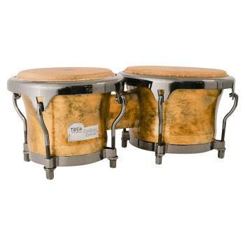 Toca Custom Deluxe wood bongo set, Sahara Gold Finish with Black Mirro (TO-4600-SG)