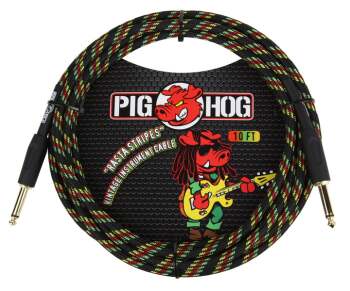 Pig Hog PCH10RA Instrument Cable. 10' Rasta Stripes (PI-PCH10RA)