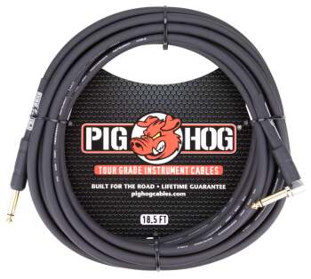 Pig Hog PH186R Instrument Cable 8mm Straight to Right Angle. 18.5'  (PI-PH186R)