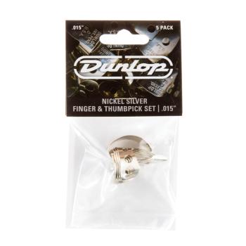 Dunlop 33P015 Nickel Silver Finger and Thumbpicks .015" (5 Pack) (DU-33P015)