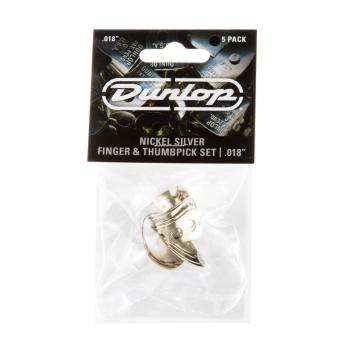 Dunlop 33P018 Nickel Silver Finger and Thumbpicks .018" (5 Pack) (DU-33P018)