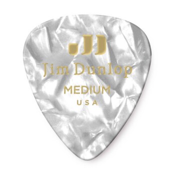 Dunlop 483R04MD Celluloid Guitar Pick. Medium White Pearloid (72 Pack) (DU-483R04M)