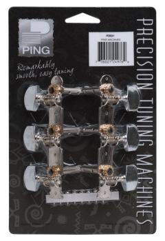 Ping P2631 Chrome Button Plate Machine Heads. 3-In-Line (2 Set) (PN-P2631)