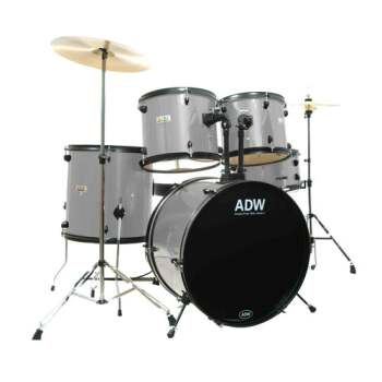 American Drum Works Nebula 5-Piece Drum Set - Silver w/Hardware Throne (AW-NEBULA5-SL)