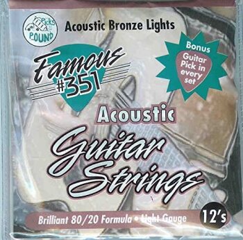 Famous #351 SA-351-12 Acoustic Bronze Guitar Strings-Light Gauge, Bonu (PC-SA-351-12)