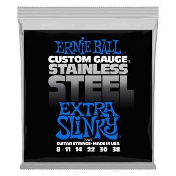 Extra Slinky Stainless Steel Wound Electric Guitar Strings - 8-38 Gaug (ER-P02249)