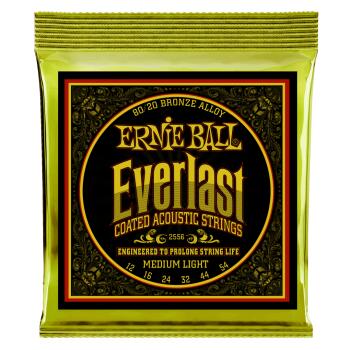 Everlast Medium Light Coated 80/20 Bronze Acoustic Guitar Strings - 12 (ER-P02556)