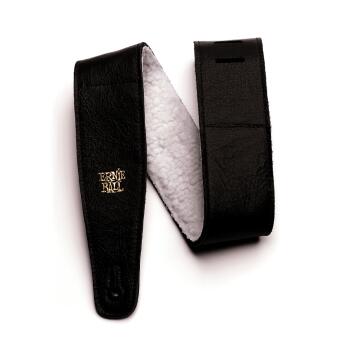 2.5" Adjustable Italian Leather Strap with Fur Padding - Black (ER-P04137)