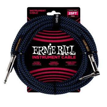 25' Braided Straight / Angle Instrument Cable - Black / Blue (ER-P06060)