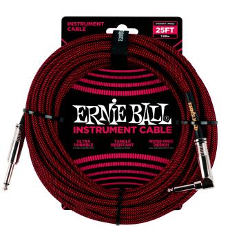 25' Braided Straight / Angle Instrument Cable - Black / Red (ER-P06062)
