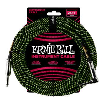 25' Braided Straight / Angle Instrument Cable - Black / Green (ER-P06066)