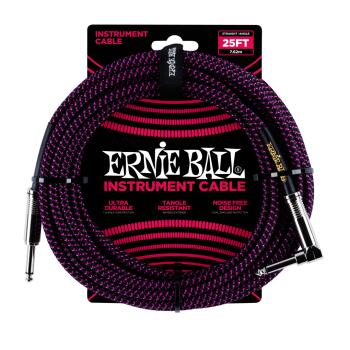 25' Braided Straight / Angle Instrument Cable - Black / Purple (ER-P06068)