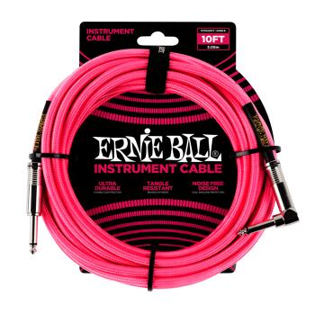 10' Braided Straight / Angle Instrument Cable - Neon Pink (ER-P06078)