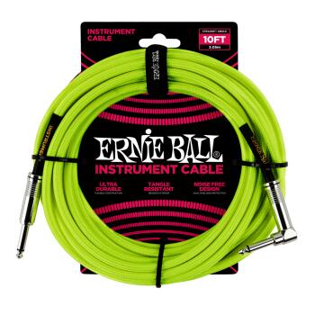 10' Braided Straight / Angle Instrument Cable Neon - Yellow (ER-P06080)
