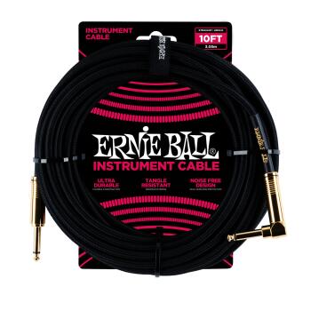 10' Braided Straight / Angle Instrument Cable - Black (ER-P06081)