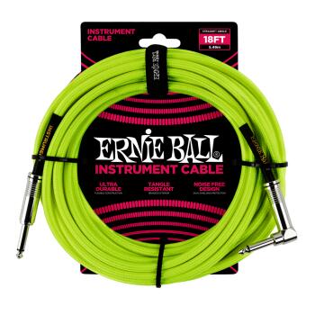 18' Braided Straight / Angle Instrument Cable Neon - Yellow (ER-P06085)