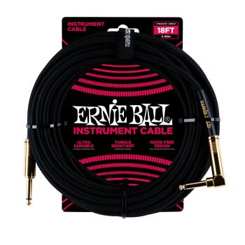 18' Braided Straight / Angle Instrument Cable - Black (ER-P06086)