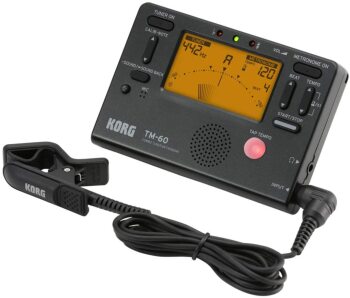 Korg TM60BK Tuner and Metronome Combo with Clip on Microphone (Black) (KO-TM-60BK)