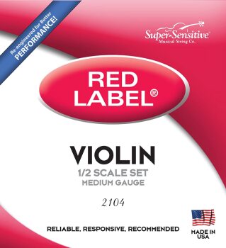 Super-Sensitive 2104 Red Label Orchestra 1/2 Violin Strings, Medium Ga (SP-SS2104)